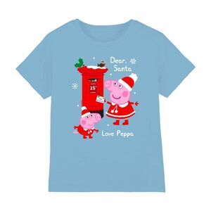 Peppa Pig Childrens/Kids Letter To Santa Peppa And George T-Shirt / Sky Blue